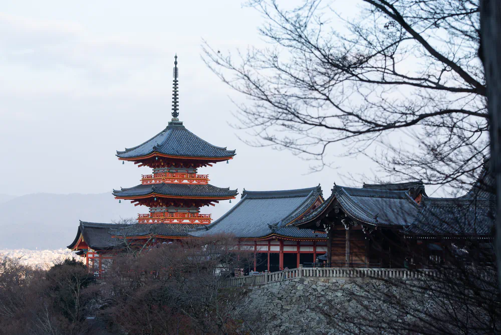 japanese temple overlooking the city